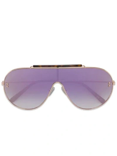 Shop Stella Mccartney Gold-tone And Purple Aviator Sunglasses