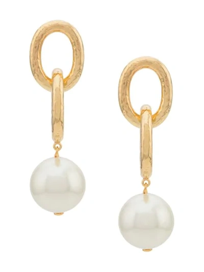 Shop Aurelie Bidermann Manon Pearls Earrings In Gold