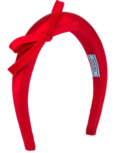 Shop Prada Bow-detail Slip-on Headband In Red