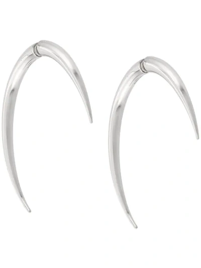 Shop Saint Laurent Sabre Tooth Earrings In 8126 Silver