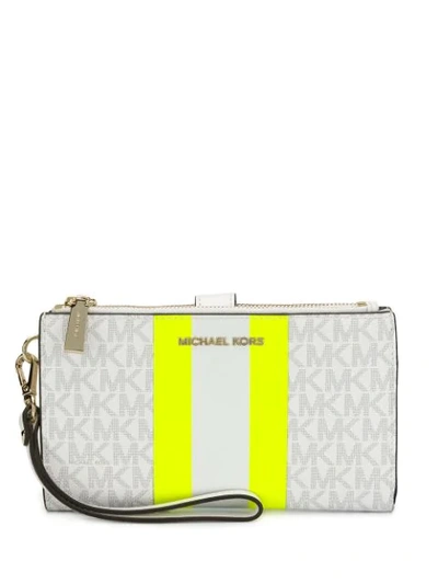 Shop Michael Michael Kors Neon Monogram Wallet In White