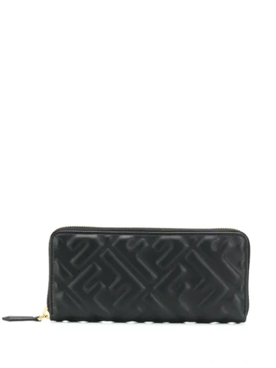 Shop Fendi Ff Zip Around Wallet In Black