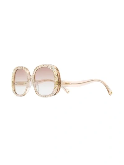 Shop Chloé Chiara Oversized-frame Sunglasses In Gold