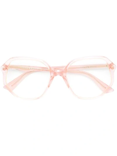 Shop Gucci Clear Oversized Sunglasses In Pink