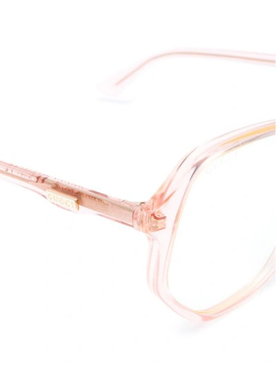 Shop Gucci Clear Oversized Sunglasses In Pink