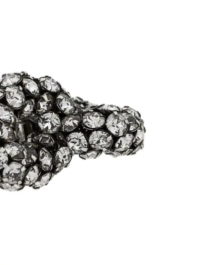 Shop Saint Laurent Crystal-embellished Knot Clip-on Earring In Silver