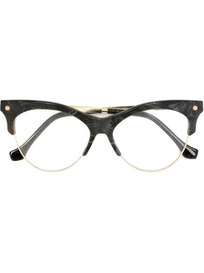 Shop Balenciaga Marble Effect Glasses In Grey