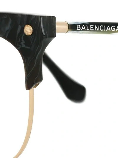 Shop Balenciaga Marble Effect Glasses In Grey