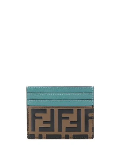 Shop Fendi Ff Motif Card Holder In Brown