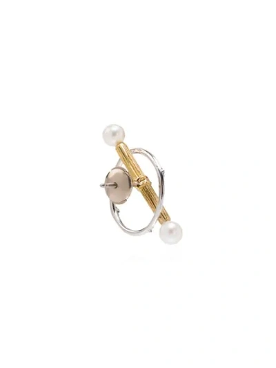 Shop Yvonne Léon 18kt Gold And Pearls Bar Earring