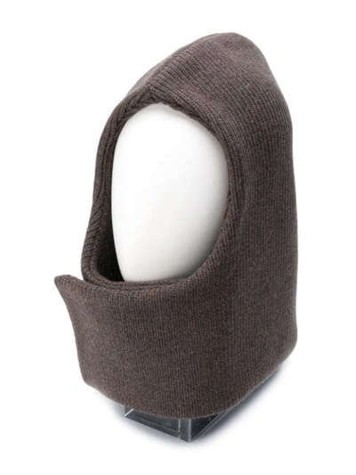 Shop Jw Anderson Knitted Hood Scarf In 687 Dark Brown Melange