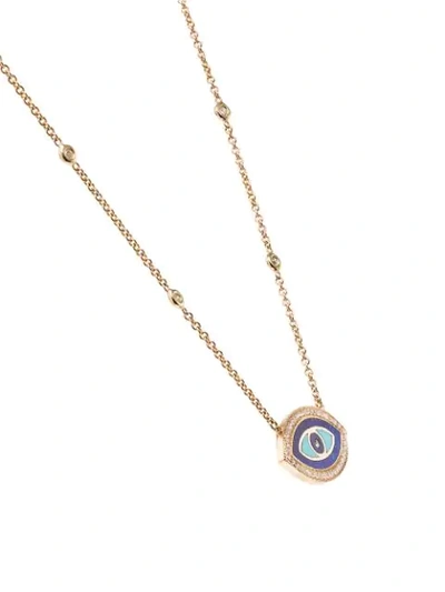 Shop Jacquie Aiche 14kt Gold, Diamond And Turquoise Evil Eye Necklace In Yellow Gold
