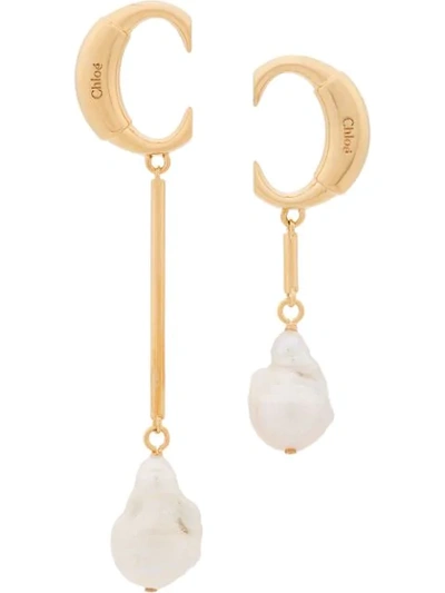 Shop Chloé C Logo Earrings In Gold
