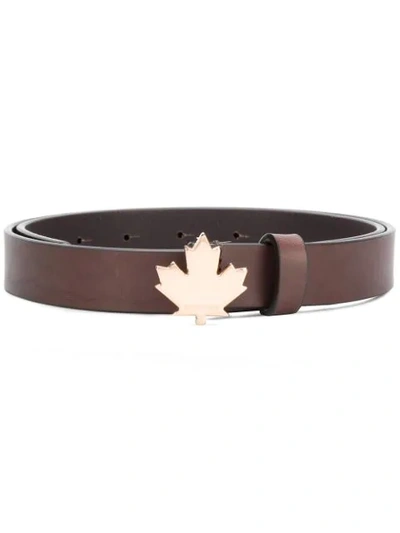 Shop Dsquared2 Maple Leaf Buckle Belt - Brown