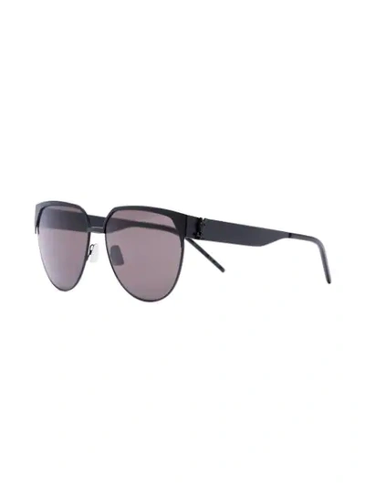 Shop Saint Laurent Round Sunglasses In Black