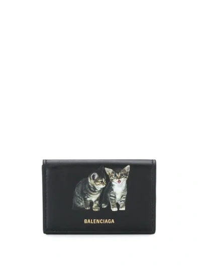 BALENCIAGA Calfskin Hello Kitty Mini Wallet Black 941768