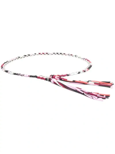 Shop Emilio Pucci Chain Belt With Printed Fabric Trim In Red