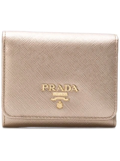 Shop Prada Metallic Flap Mini Wallet