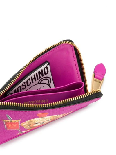 Shop Moschino Roman Teddy Bear Zipped Wallet In Pink