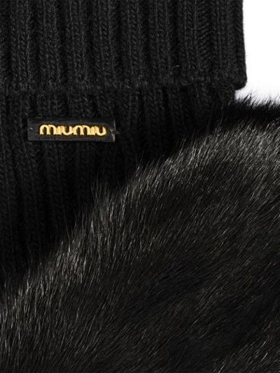 Shop Miu Miu Knitted Gloves In Black