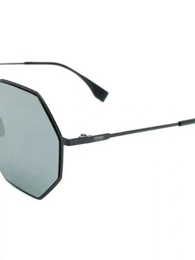Shop Fendi Eyewear Tinted Octagon Shaped Sunglasses - Black