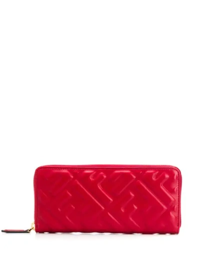 Shop Fendi Ff Motif Continental Wallet In Red