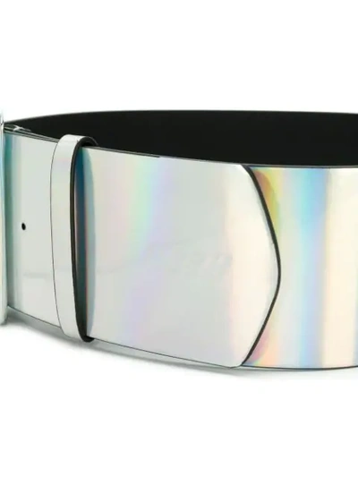 Shop Msgm Iridescent Belt In Silver ,metallic