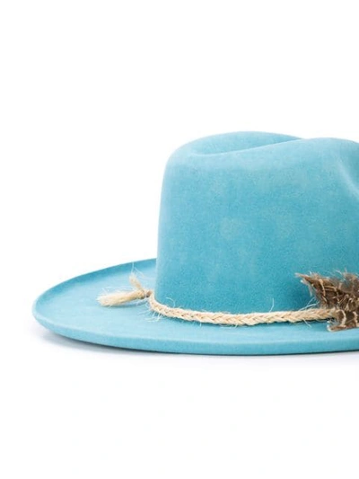 Shop Nick Fouquet Distressed Rope Detail Hat In Turquoise