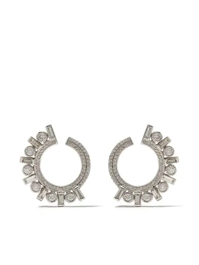 Shop Colette 18kt White Gold Diamond Open Hoop Earrings