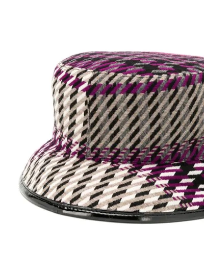 Shop Maison Michel Check Print Hat In Pink
