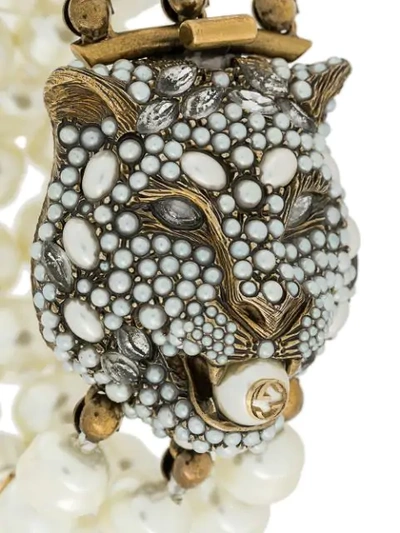 Shop Gucci Feline Head Bracelet In Metallic
