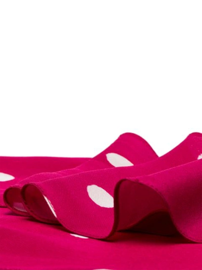 Shop Rockins Pink And White Classic Skinny Polka Dot Print Silk Scarf