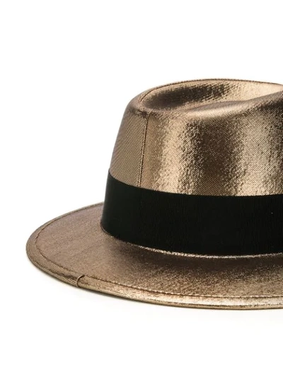 Shop Saint Laurent Metallic Trilby Hat In Gold
