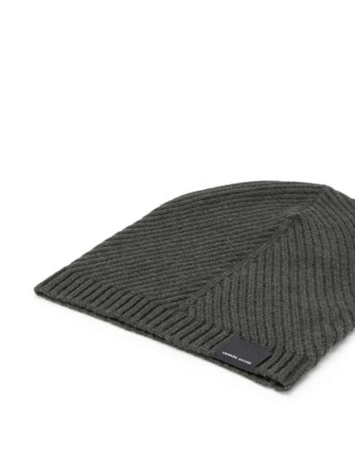 Shop Canada Goose Ribbed Beanie Hat In Grey