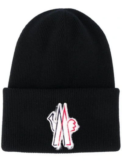 Shop Moncler Embroidered Logo Patch Hat In Black