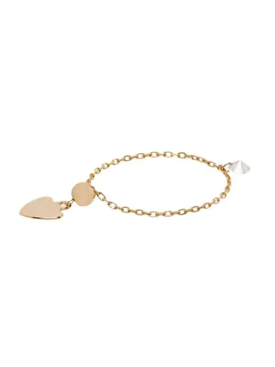 Shop Persée 18kt Yellow Gold Diamond Heart Charm Chain Ring