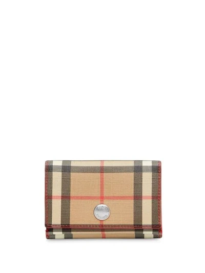 Shop Burberry Small Vintage Check E-canvas Folding Wallet In Red