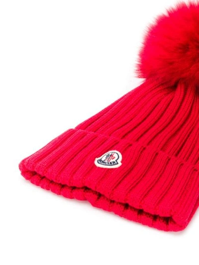 MONCLER POMPOM DETAIL HAT - 红色