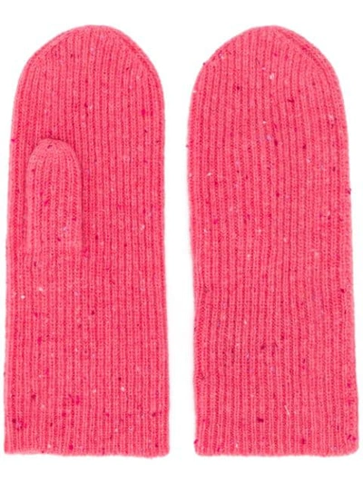 Shop Isabel Marant Chiraz Ribbed Mittens In Pink