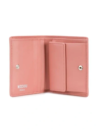 Shop Moschino Logo Teddy Wallet In Pink