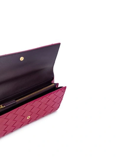 Shop Bottega Veneta Intrecciato Weave Foldover Wallet In Pink