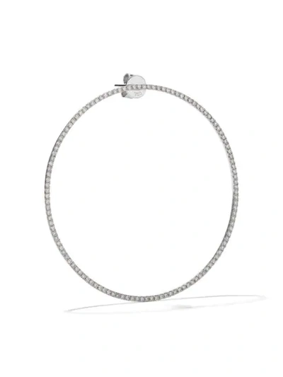Shop Anita Ko 18kt White Gold Open Circle Diamond Hoops In Silver