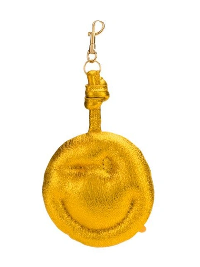 Shop Anya Hindmarch Smiley Face Keyring In Gold