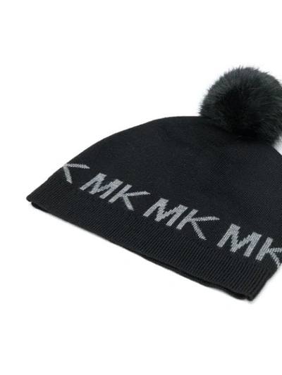 Shop Michael Michael Kors Pom-pom Beanie In 001 Black