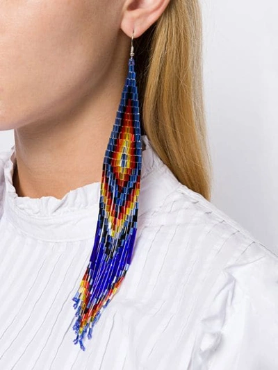 Shop Jessie Western Beaded Long Earrings In Blue