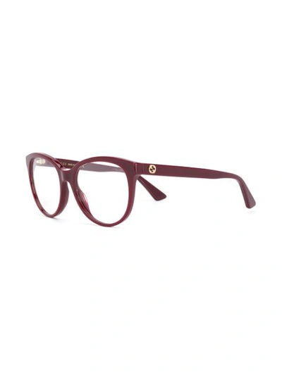 GUCCI EYEWEAR OVAL FRAME GLASSES - 红色