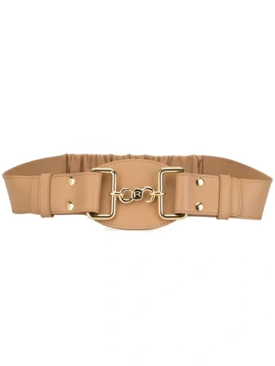 Shop Rochas Elasticated Strap Belt In Brown