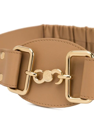 Shop Rochas Elasticated Strap Belt In Brown