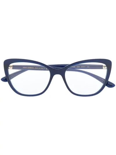 Shop Dolce & Gabbana Cat Eye Optical Glasses In Blue