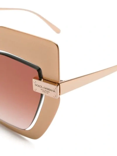 Shop Dolce & Gabbana Logo Plaque Sunglasses In Gold